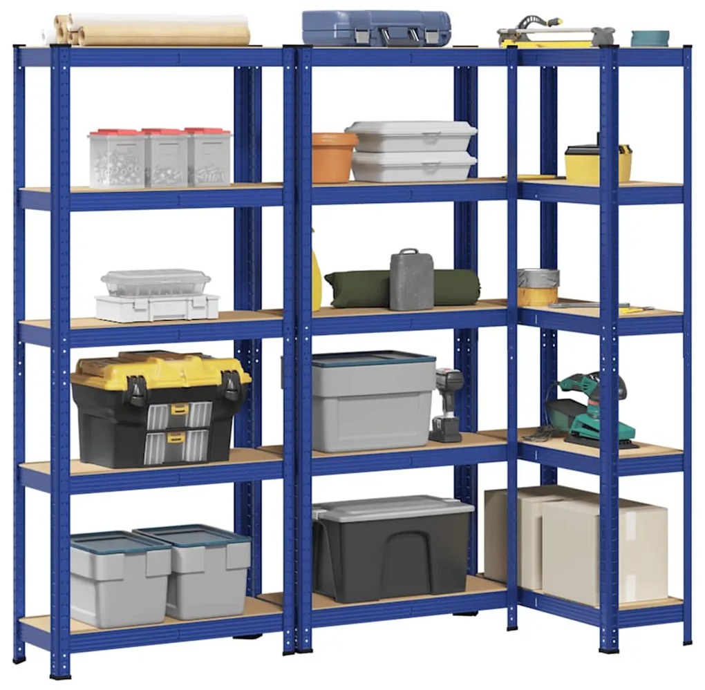 Prateleiras de armazenamento de 5 camadas 3 pcs aço azul