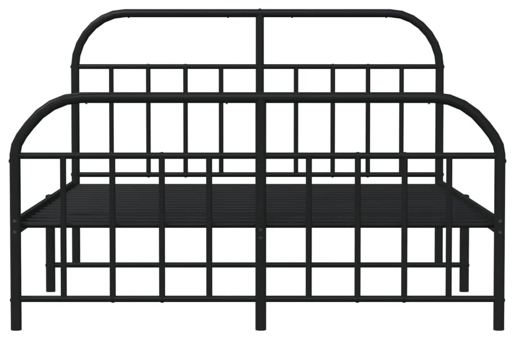 Estrutura de cama com cabeceira e pés 140x190 cm metal preto