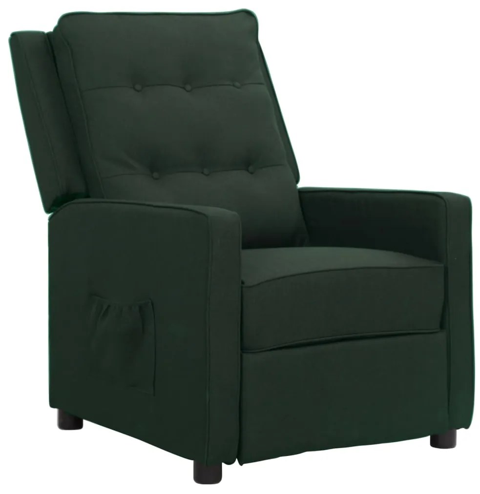vidaXL Poltrona reclinável tecido verde-escuro