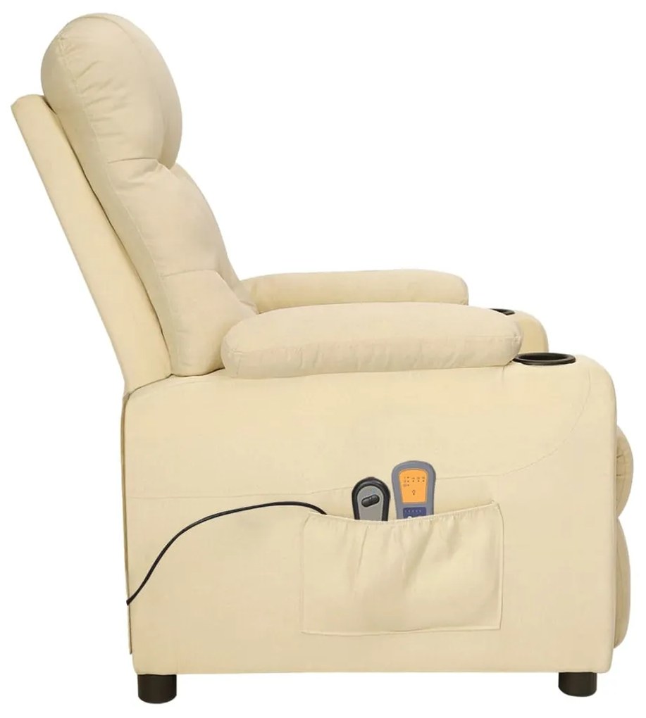 Poltrona elevatória de massagens elétrica tecido creme