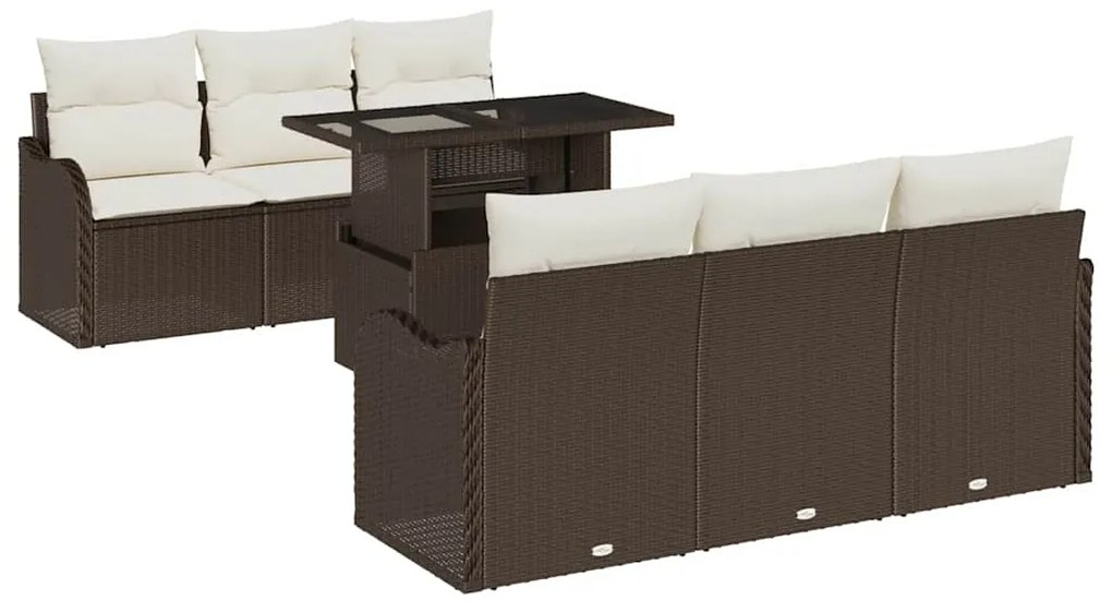 Conjunto de Sofá de Jardim de 7 Peças vidaXL com Almofadas Rattan Cast