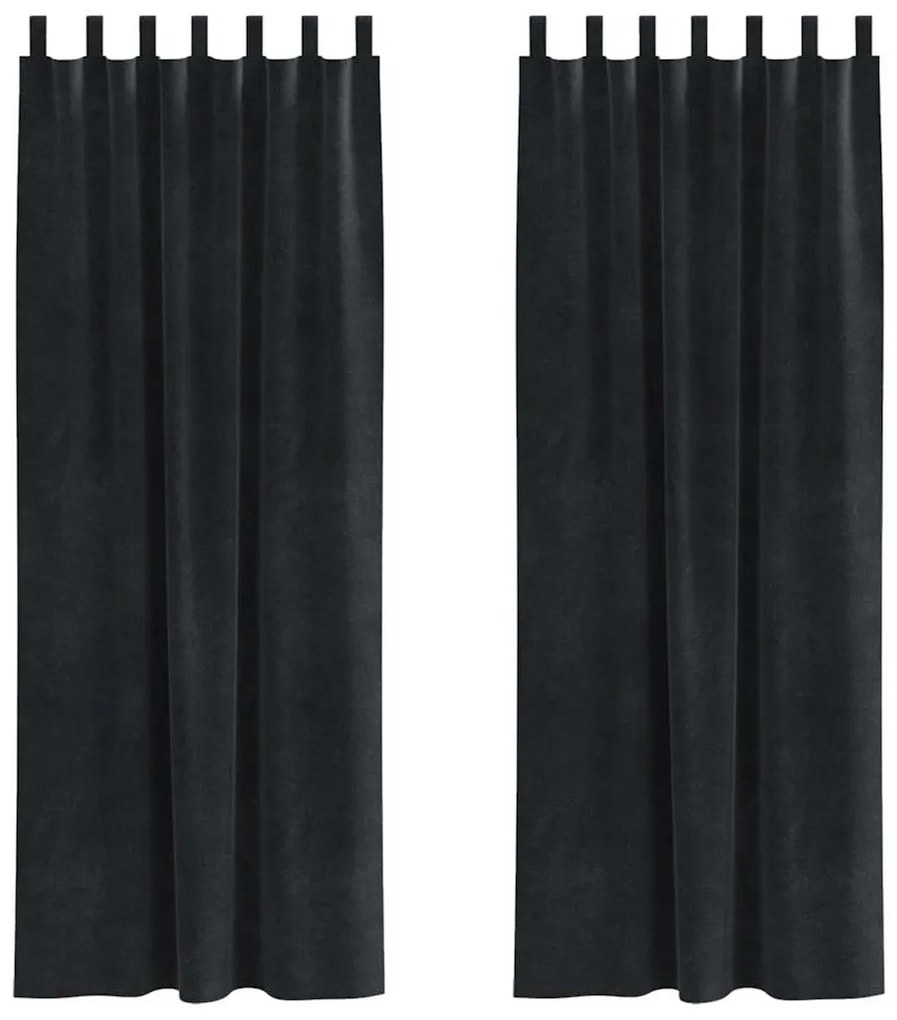 Cortinas Blackout vidaXL com Laços de Pendurar 2 pcs Veludo Preto