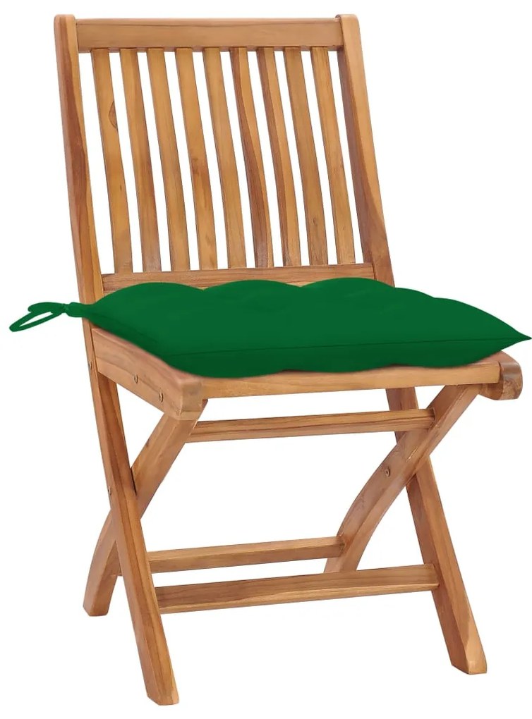 Cadeiras de jardim dobráveis c/ almofadões 4 pcs teca maciça