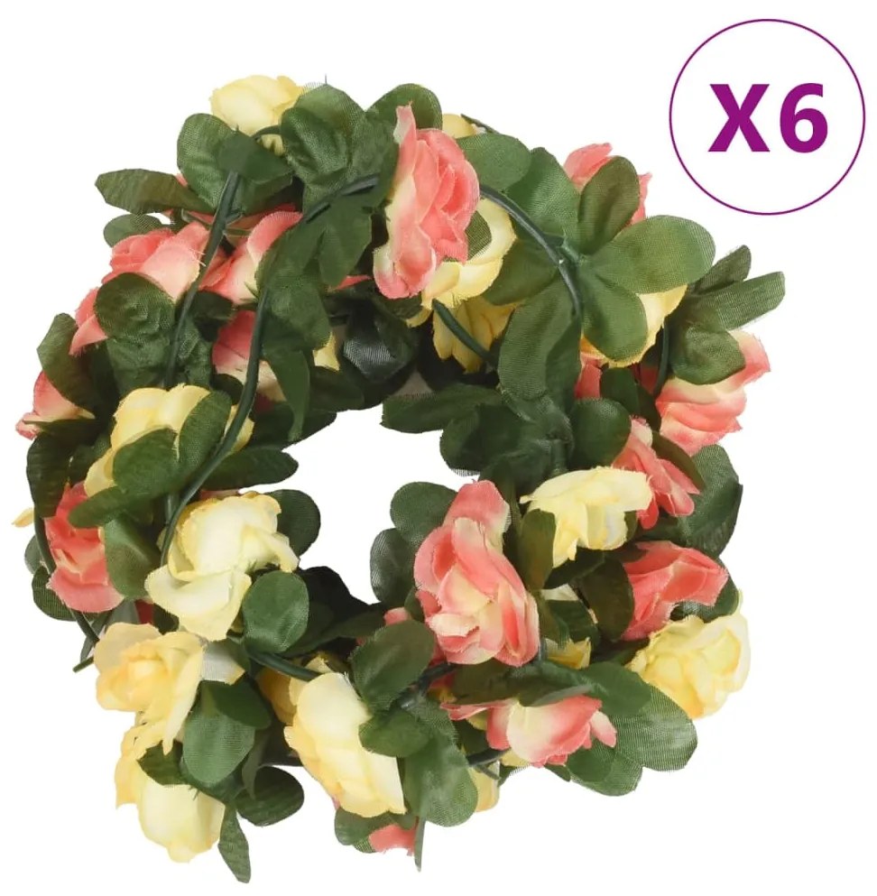 Grinaldas de flores de Natal 6 pcs 250 cm vermelho pôr-do-sol