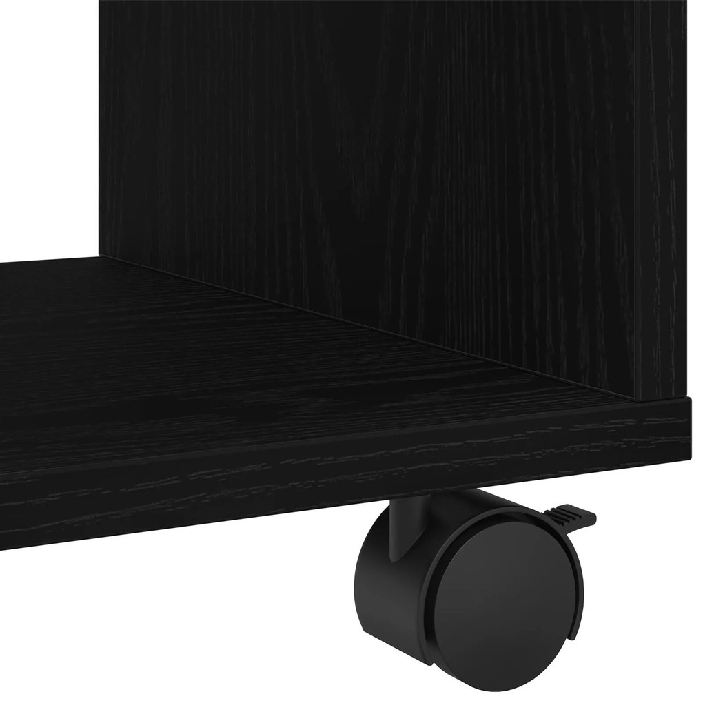 Mesa de Apoio vidaXL com Rodas Preto Carvalho 72x33x42,5 cm Madeira En