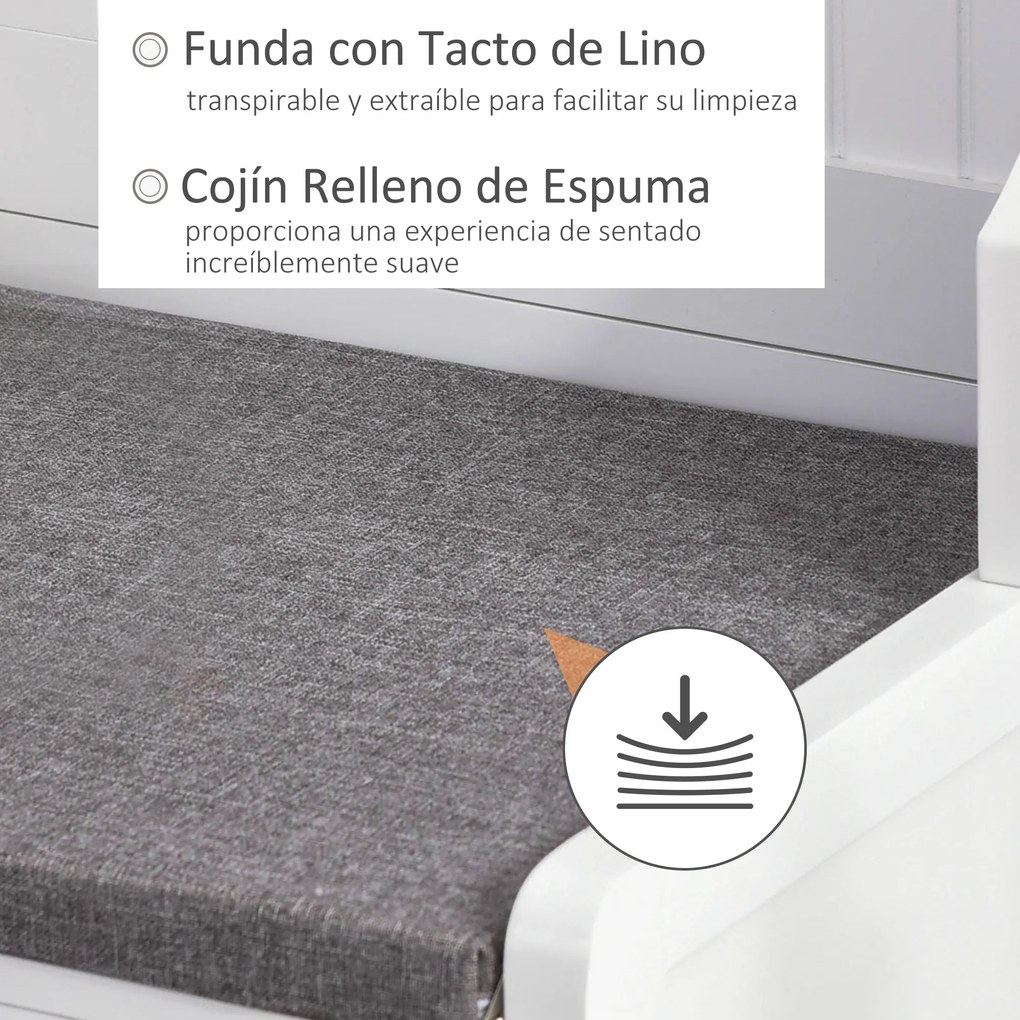 HOMCOM Cabide Sapateira com banco 4 ganchos 2 compartimentos abertos 2 gavetas removíveis e prateleira inferior moderna para corredor entrada 87x42x172 cm Branco