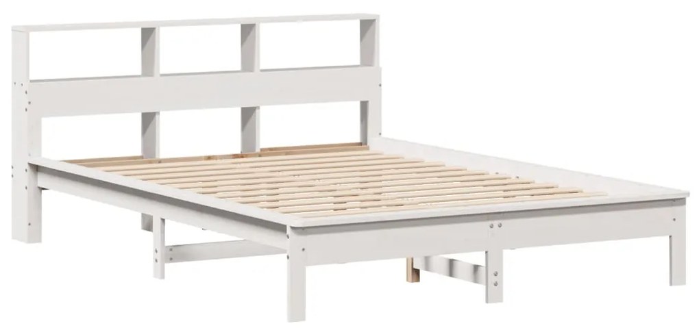 Cama com estante sem colchão 160x200 cm pinho maciço branco