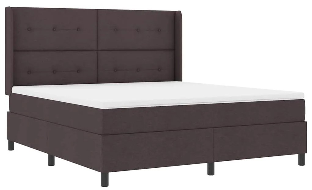Cama com estrado e colchão, LED, castanho escuro, 180 x 200 cm, tecido