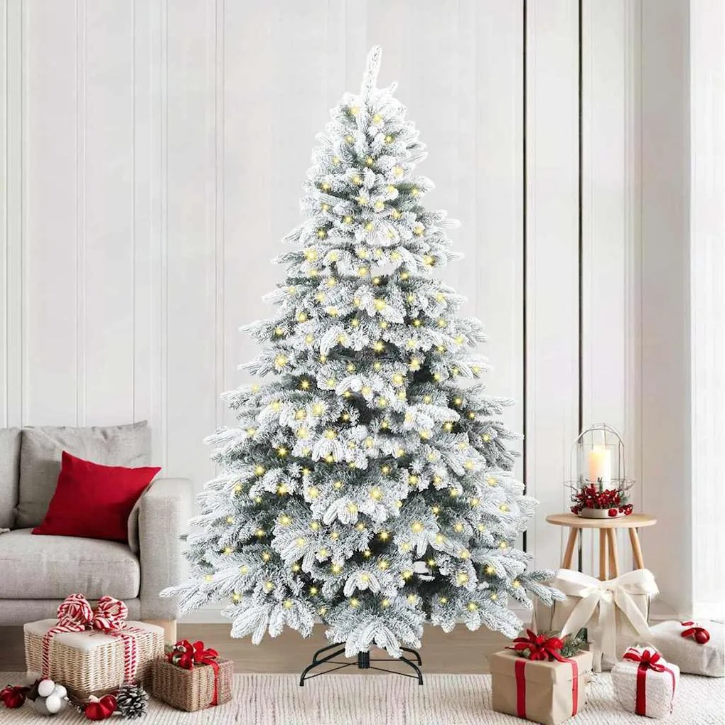 vidaXL Árvore de Natal Artificial com 300 LEDs Branco 240 cm PE e PVC