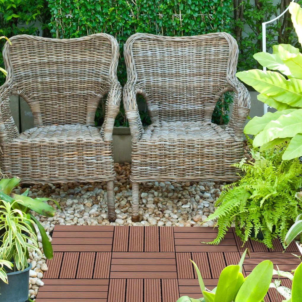 Conjunto de 11 Peças de Estrados Exterior 30x30 cm 1 m² Estrados de Ja