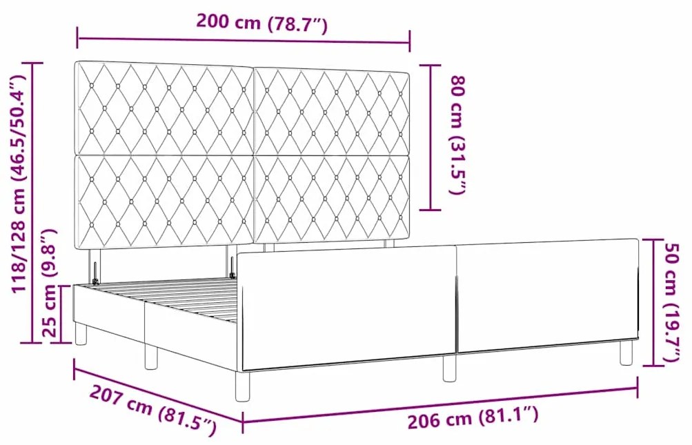 Cama vidaXL Azul Escuro 200x200 cm Veludo