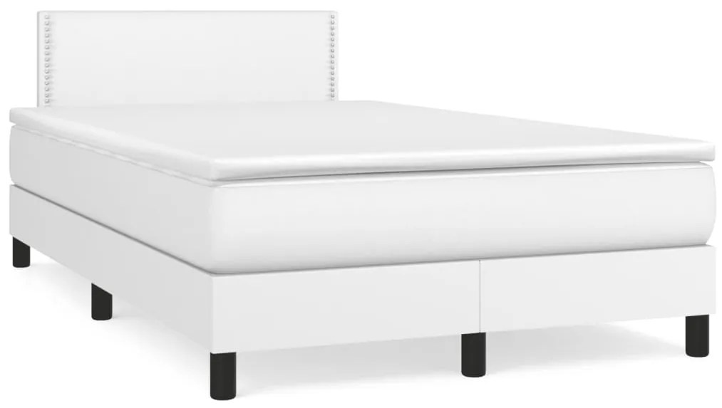 Cama boxspring com colchão 120x190 cm couro artificial branco