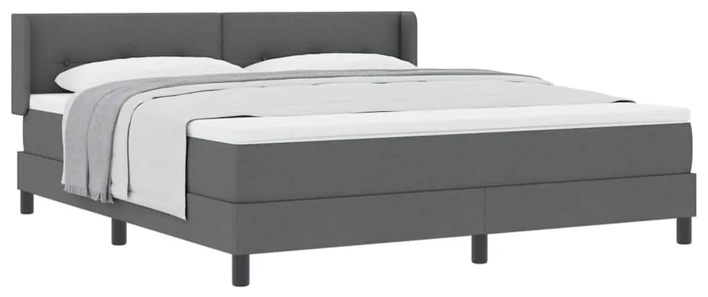 Cama Box com Colchão , Cinza Escuro, 180 x 200 cm, Tecido