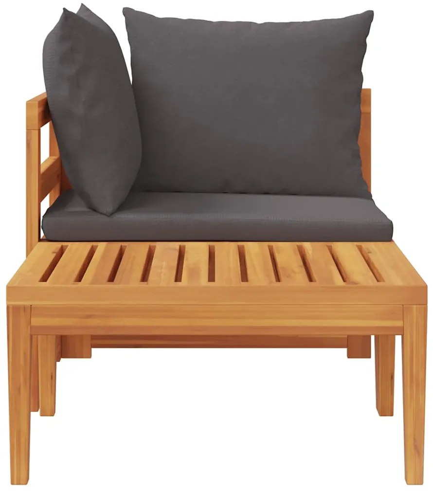 2 pcs conj. lounge de jardim c/ almofadões cinza-escuro acácia