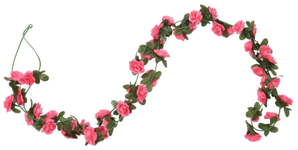 Grinaldas de flores de Natal 6 pcs 240 cm vermelho rosado