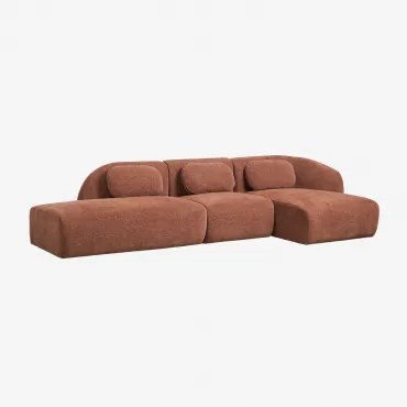 Sofá Modular Chaise Longue Direito De 3 Peças Com Divã Esquerdo Em Chenille Coquette Chenille Castanho Ferrugem - Sklum