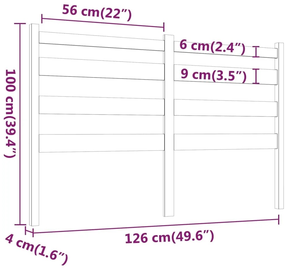 Cabeceira de cama 126x4x100 cm pinho maciço castanho mel