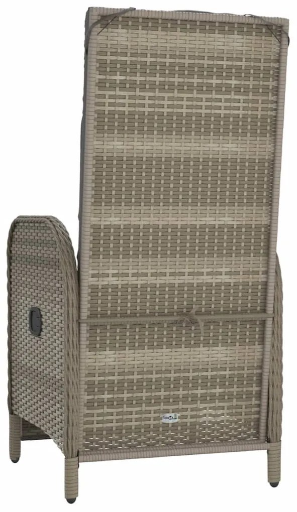 Poltronas reclináveis exterior c/ almofadões 2pcs vime PE cinza