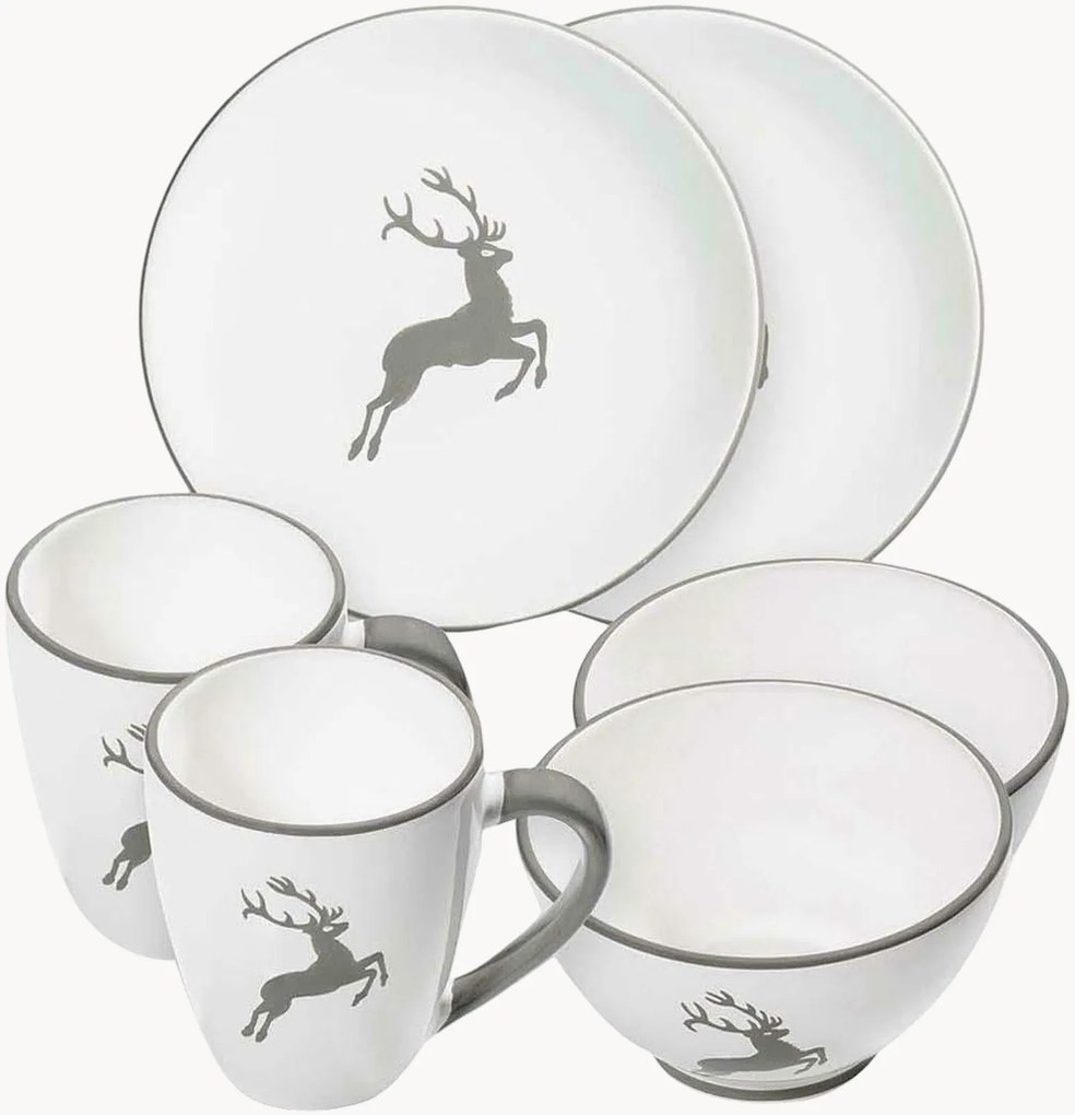 Conjunto de pequeno-almoço artesanal Grauer Hirsch, 2 pessoas, conjunto de 6