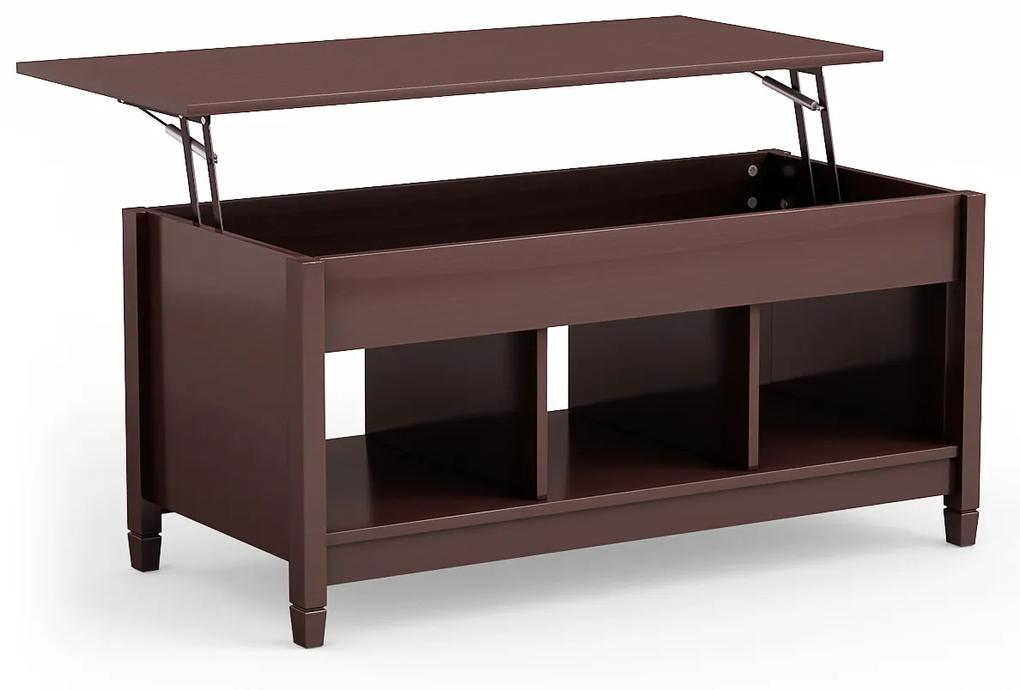 Mesa de centro de madeira Elevável Mesa de sofá multifuncional com 3 prateleiras abertas para sala de estar e café de escritório 104,5 x 49 x 62,5 cm
