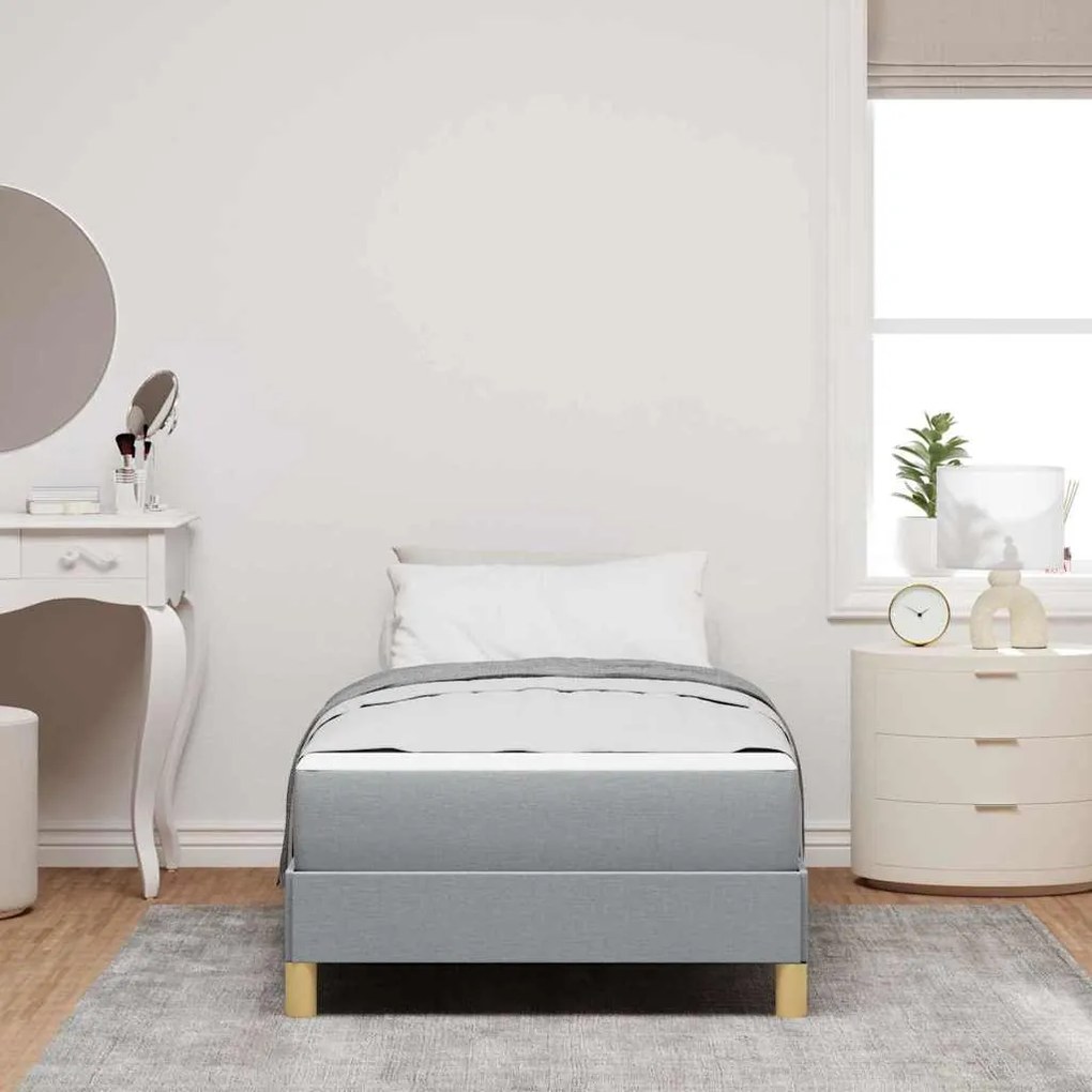 Cama Box Outros Cinzento-claro 90 x 190 cm tecido