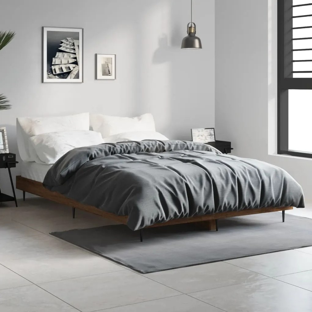 Estrutura cama s/ colchão derivados madeira carvalho castanho
