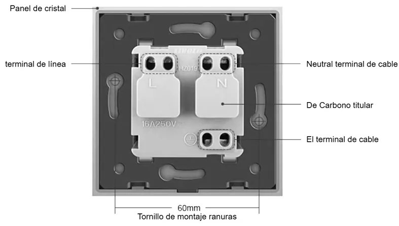 Tomada 16A, frente cinzento