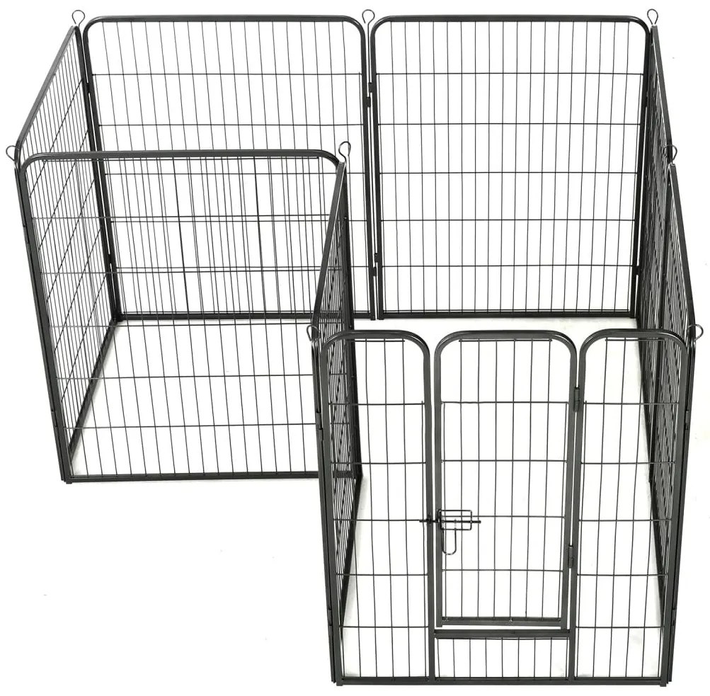 Parque para cães 8 painéis aço 80x100 cm preto