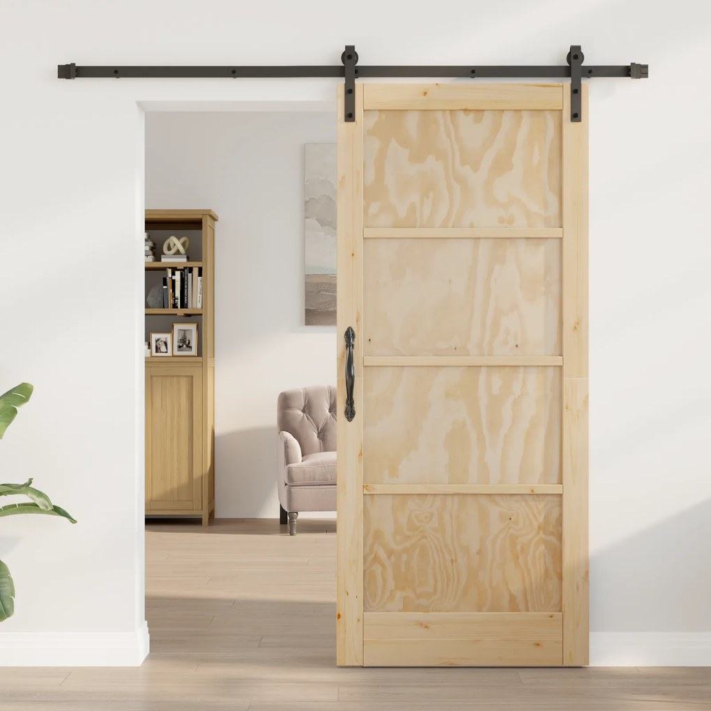 Porta Deslizante vidaXL com Conjunto de Ferragens 86x198.5 cm Madeira