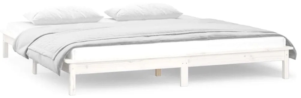 Estrutura cama LEDs 180x200 cm super king madeira maciça branco