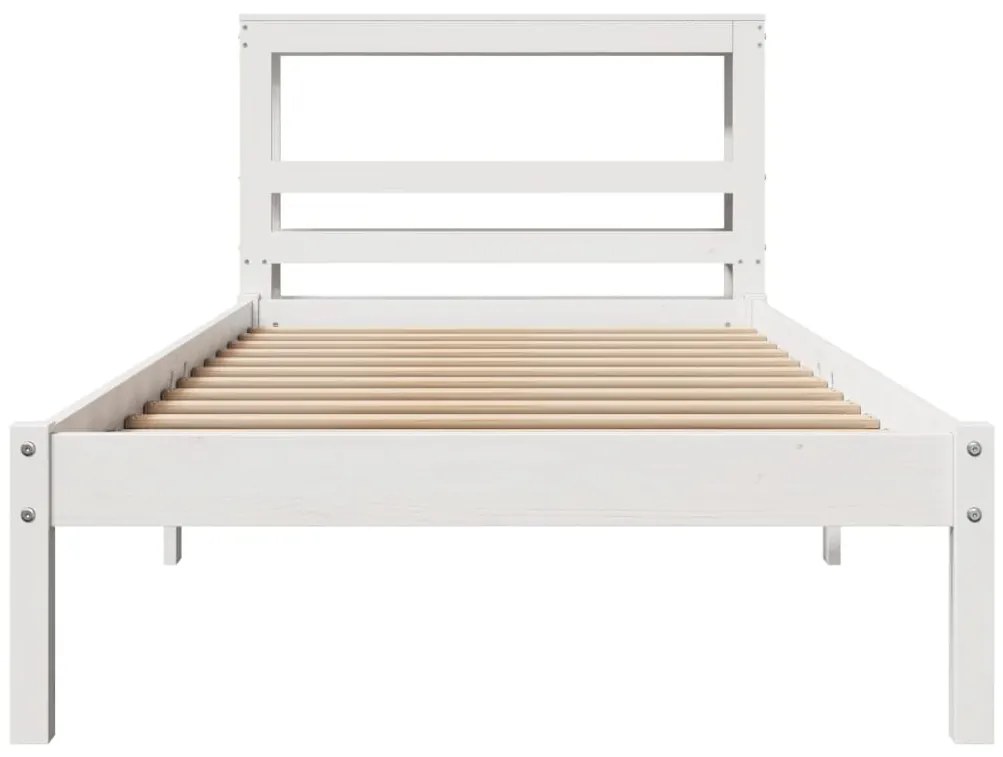 Cama sem colchão 90x200 cm madeira de pinho maciça branco
