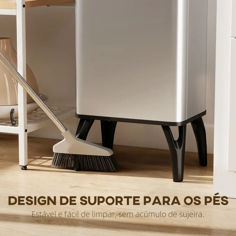 Caixote de Lixo 35,5x26x83,5 cm Automático 50 L em Aço Inoxidável com Sensor Infravermelhos e Aro de Retenção Prata