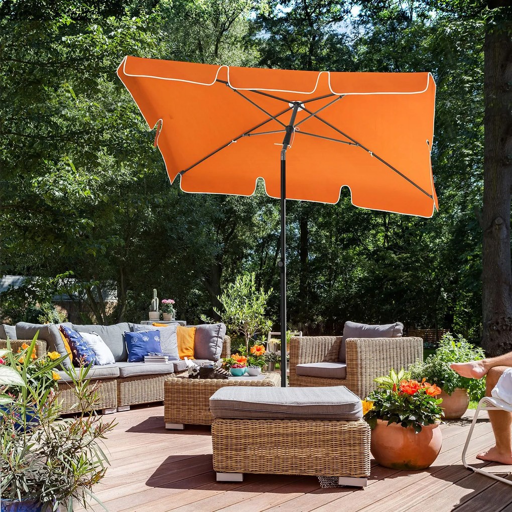 Guarda-sol jardim, praia 200 x 125 cm dobrável com inclinação Laranja