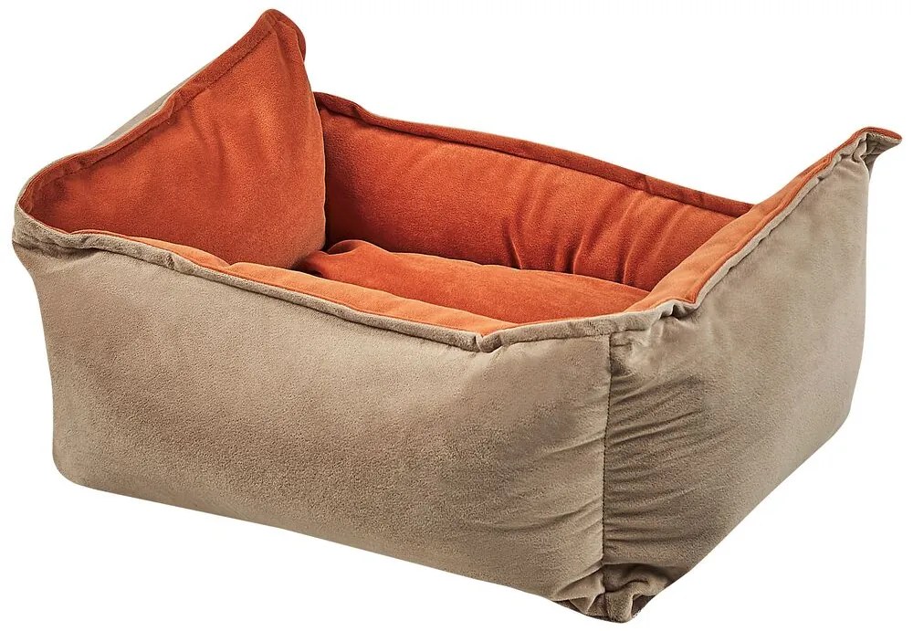 Cama de animal em veludo laranja e creme 50 x 35 cm IZMIR Beliani