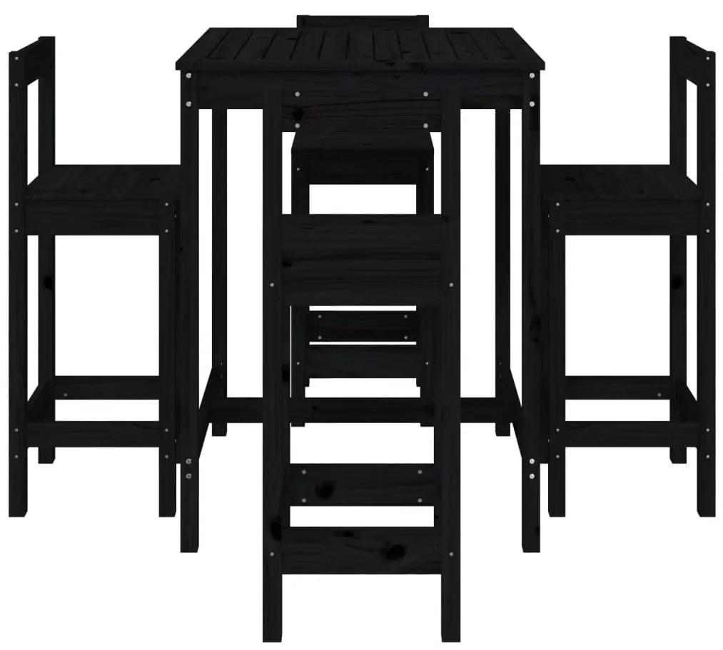 5 pcs conjunto de bar para jardim pinho maciço preto