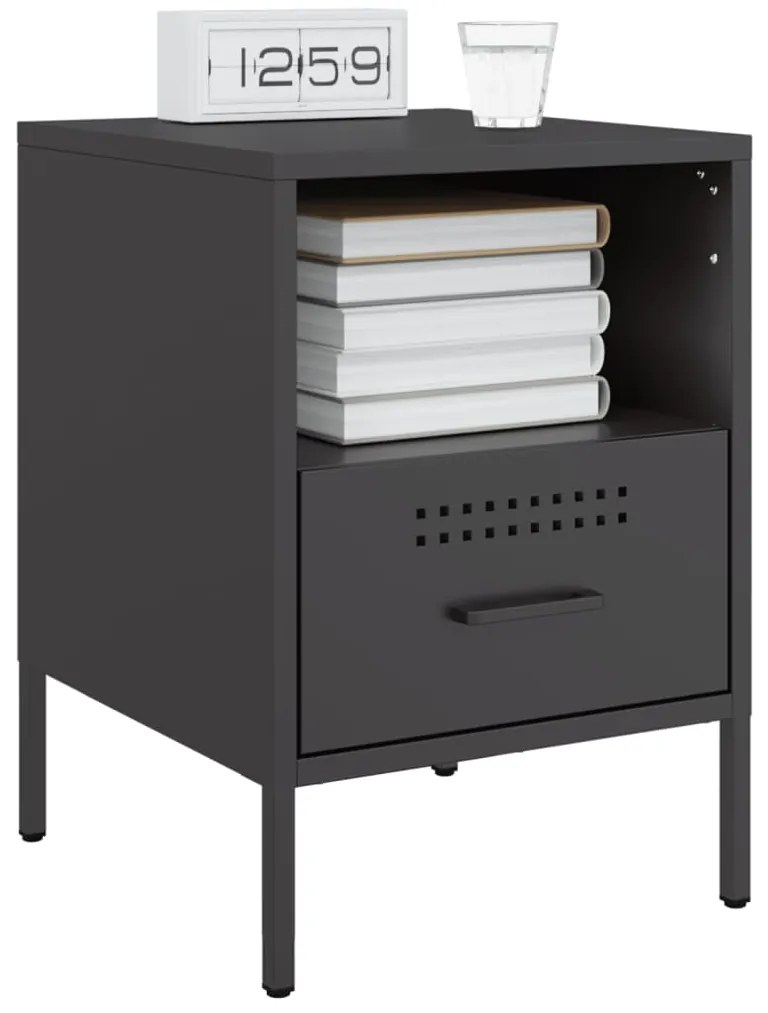 Mesas de cabeceira 2 pcs 36x39x50,5cm aço preto