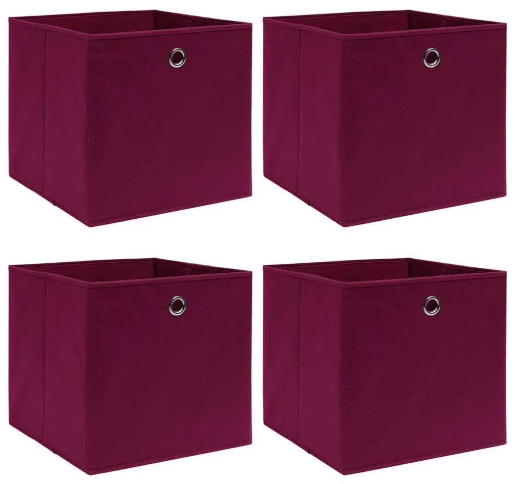 Caixas de arrumação 4 pcs 32x32x32 cm tecido vermelho escuro