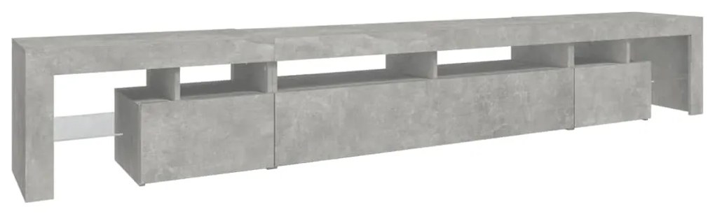 Móvel de TV com luzes LED 260x36,5x40 cm cinzento cimento