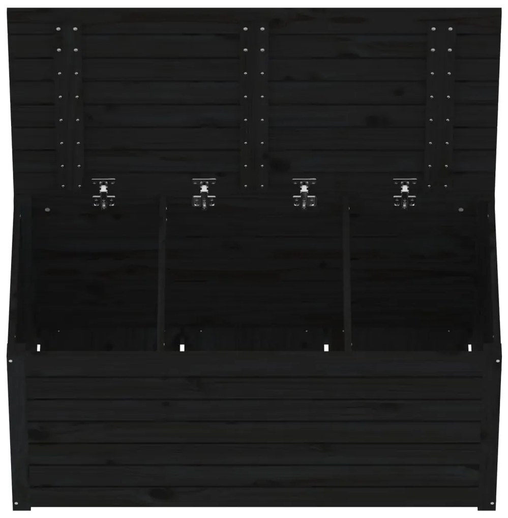Baú de Arrumação para Jardim - Preto - Madeira de Pinho - 101x50,5x46,