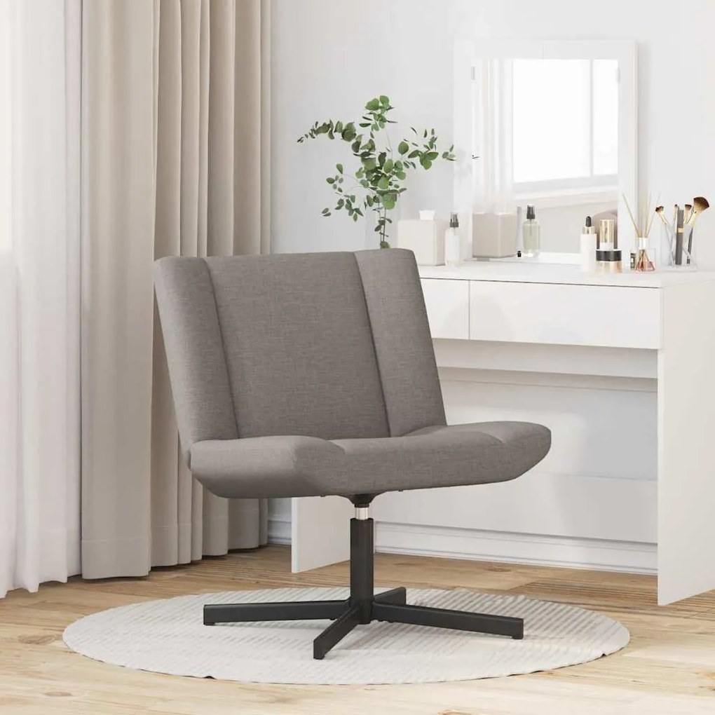 Cadeira de Acento Taupe Tecido, Base de Metal Padrão Ergonómica