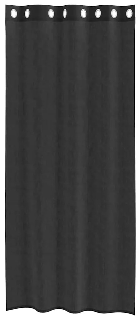Cortinas de voile com ilhós 2 pcs preto 140x225 cm