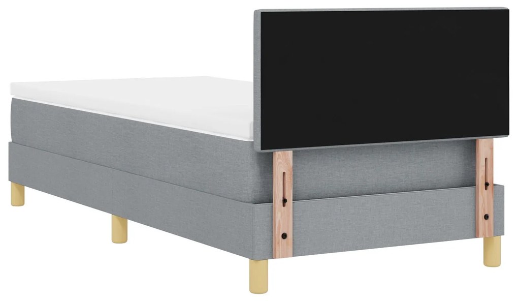 Cama Box Spring com Colchão Cinza Claro 90x200 cm Tecido