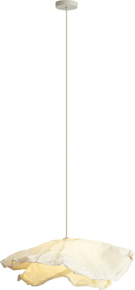 Candeeiro de Teto Pendente Japandi Bege com Abajur de Tecido 80cm - Papel