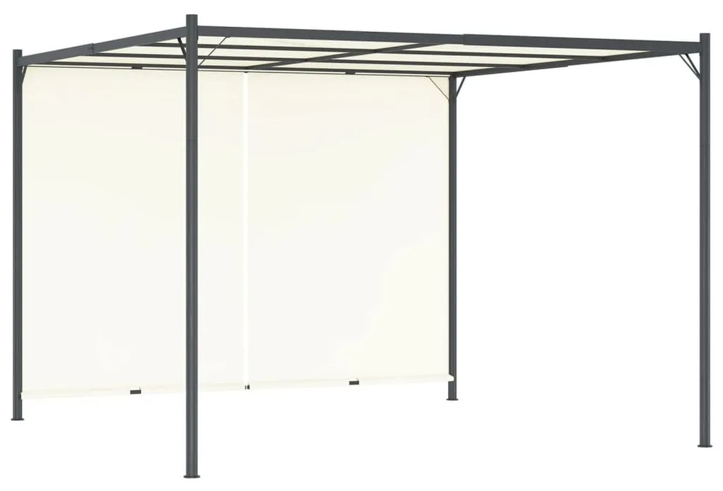 Pérgola com toldo ajustável 3 x 3 m aço branco nata