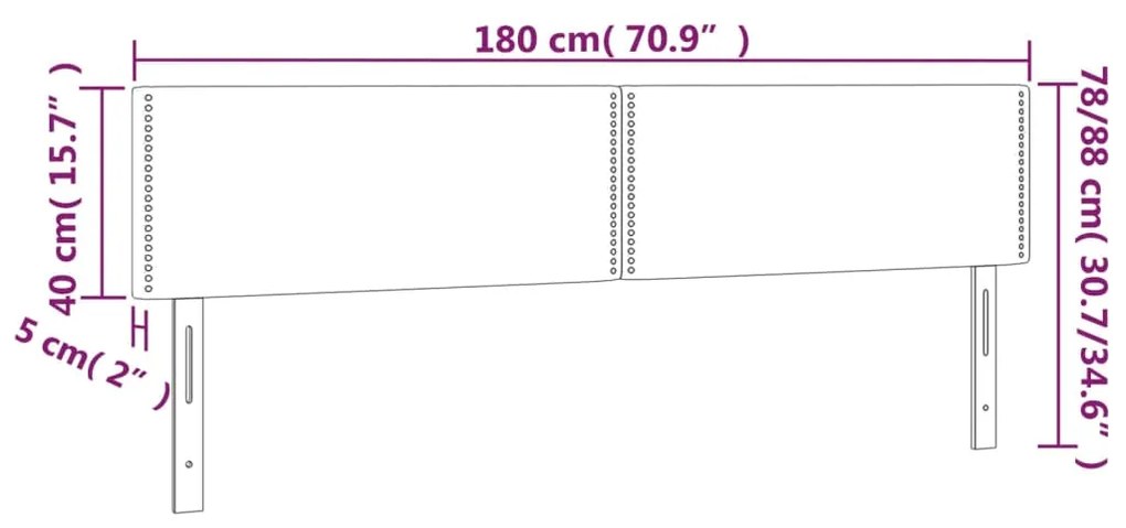 Cabeceira de cama c/ luzes LED tecido 180x5x78/88 cm azul