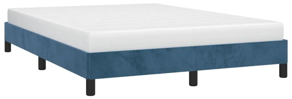 Estrutura de cama sem colchão 140x200 cm veludo azul-escuro