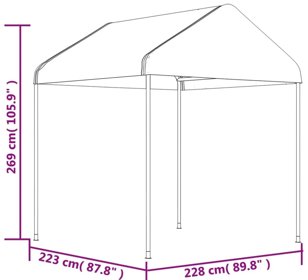 Gazebo com telhado 15,61x2,28x2,69 m polietileno branco
