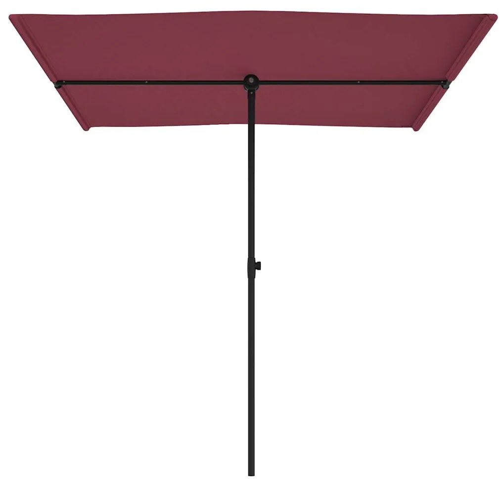 Guarda-sol de jardim com poste de alumínio 2x1,5 m bordô