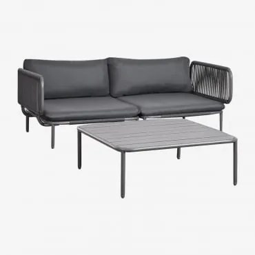Conjunto De Jardim Com Sofá Modular De 2 Peças, 2 Módulos De Canto E Mesa De Centro Em Aço Roubly Cinza Grafito - Sklum