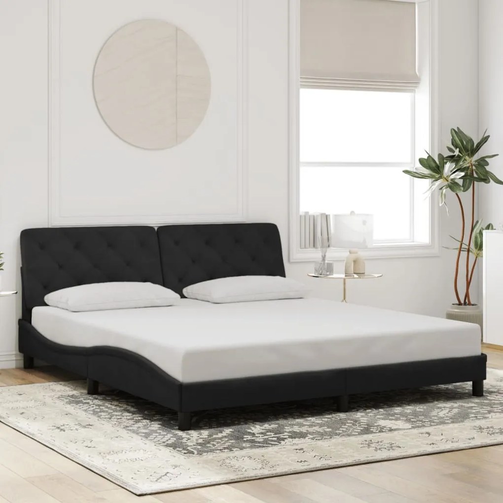 Estrutura de cama sem colchão 180x200 cm veludo preto